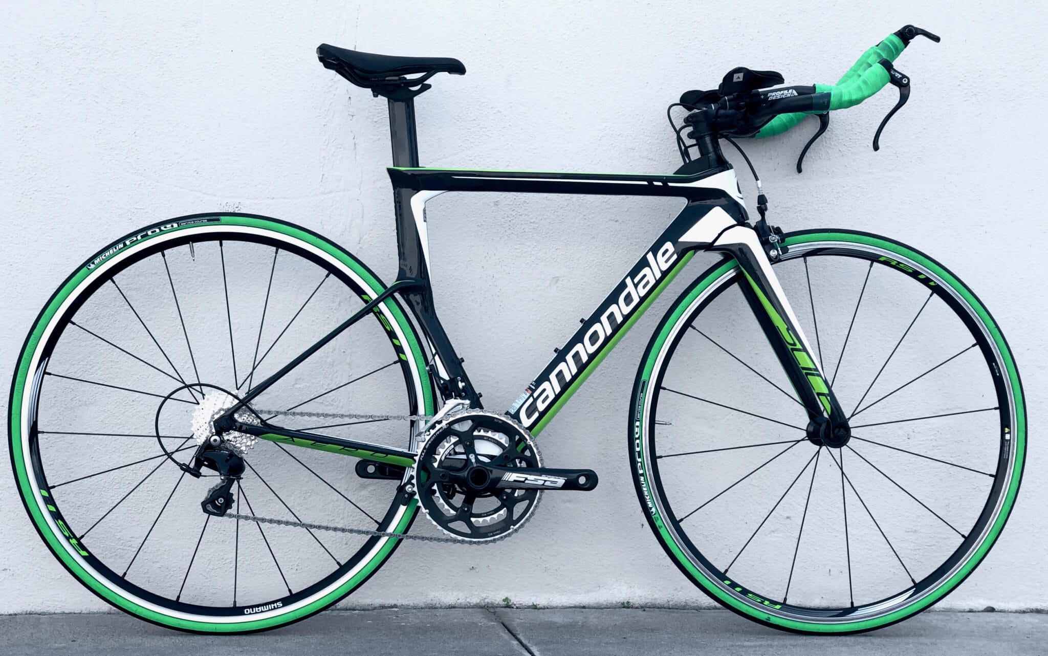 Cannondale Slice 105 Full Carbon Professional Triathlon TT Bike 11sp Green 51 cm | Bikeraider